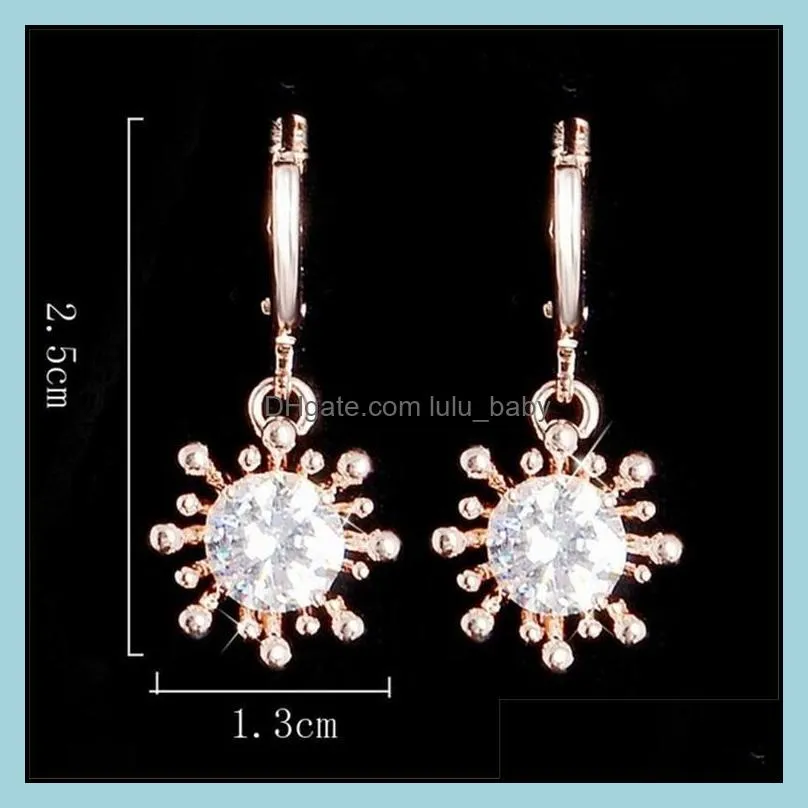 wedding jewelry sets cubic zircon sunflower earring beautifully set for brides bridesmaid bridal jewelry sets