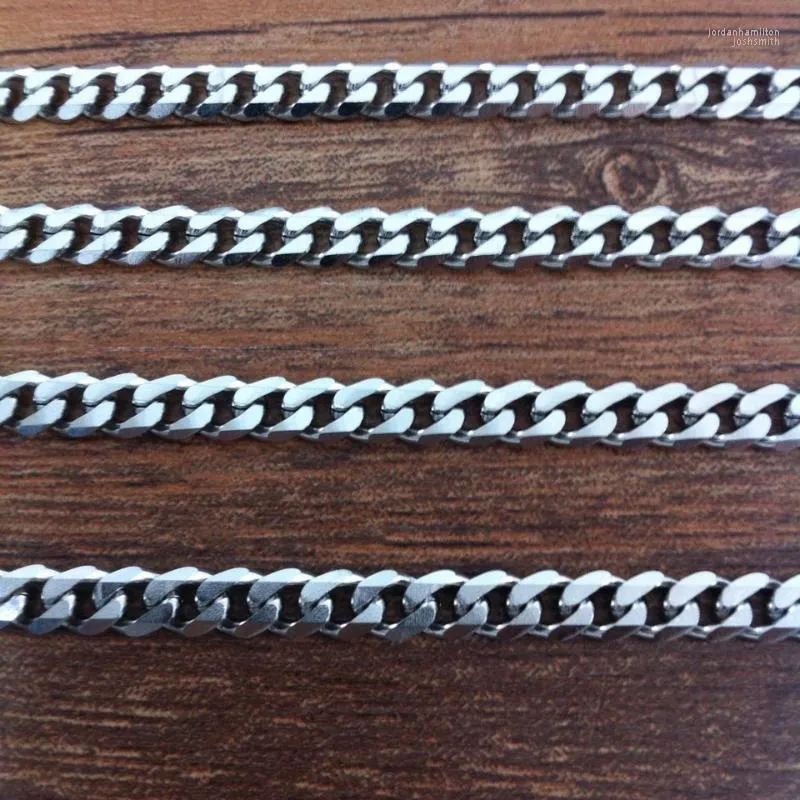 16-40 pouces 4mm largeur couleur argent 316L chaîne en acier inoxydable collier déclaration gourmette cubain Vintage hommes bijoux1