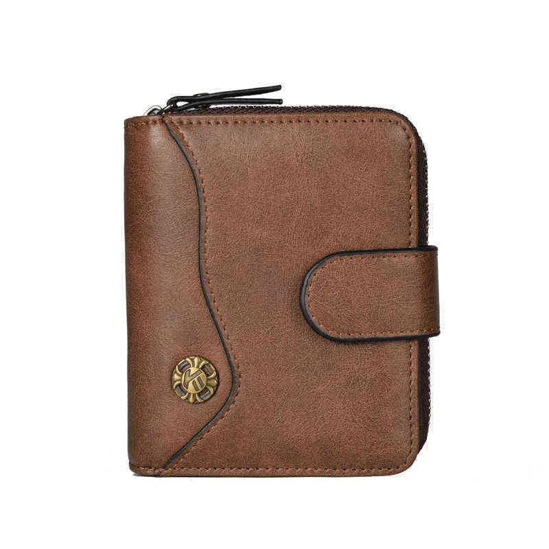 portefeuilles vintage lederen mannen portemonnee multifunctionele korte heren ritsjipper buckle munt portemonnee luxe merk multi-card pocket clutch 220625