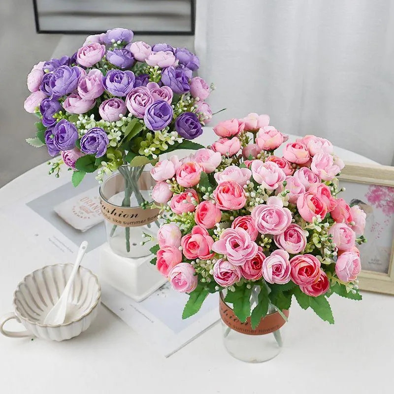 Декоративные цветы венки искусственные простые 10 голов букет роза