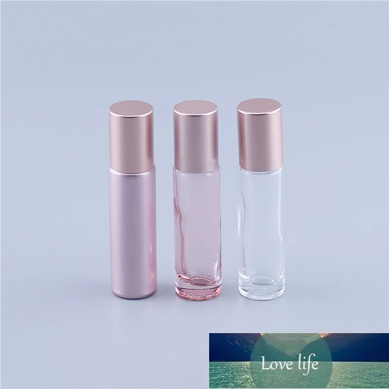 30pcs 10ml Pink Color Thick Glass Roll On Essential Oil Empty Perfume Bottle Roller Ball Bottle For Travel