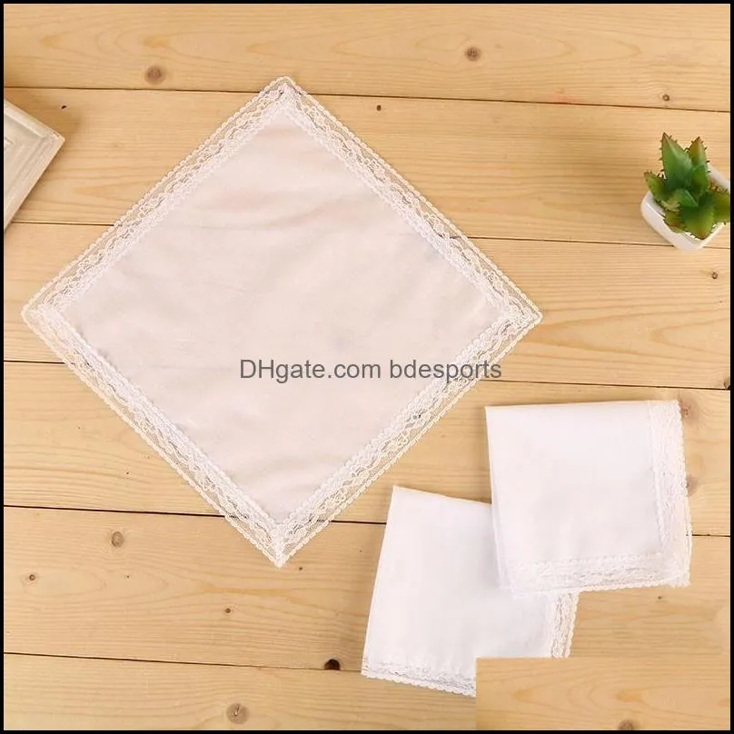 White Lace Thin Handkerchief Woman Wedding Gifts Party Decoration Cloth Napkins Plain Blank DIY Handkerchief 25*25cm w-00382 136 J2