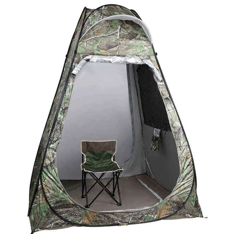 Camouflage Ijsvissen Tent Voor 1 Persoon Anti-Muggen Regen-Proof Zonnebrandcrème Dubbele Deuren 2 Windows Pop up Quick Open 150*150*190Cm H220419