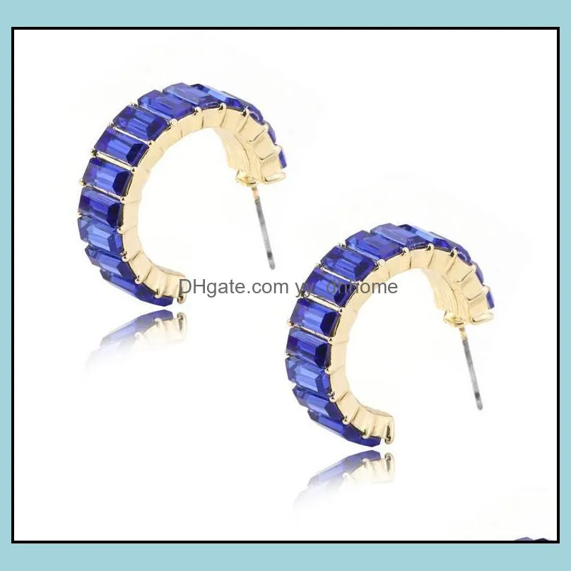 Rainbow Rhinestone Hoop Earrings for Women Girls Crystal Huggie Ear rings Fashion Jewelry Dazzling Circle Earrings 12 colors