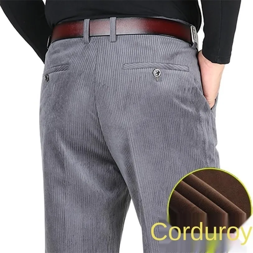 Doppelte Plissee-Cordhose für Herren, Schwarz, Braun, dick, warm, locker, hohe Taille, für Kleidung 220325