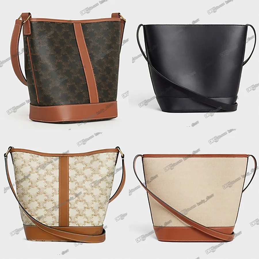Medium Bucket Bag in Canvas Designer Adjustable Leather Shoulder Strap and an Interior Snap Button Closure Crossbody Shoulder Bags