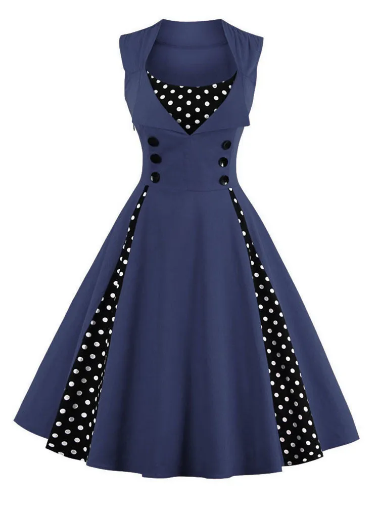 Navy blue pin up dress clearance