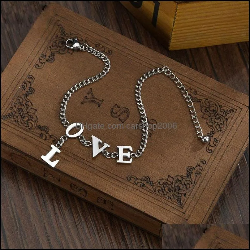 link, chain 2021 non-fading titanium steel gold love letter bracelet wild temperament for women jewelry couple birthday gift