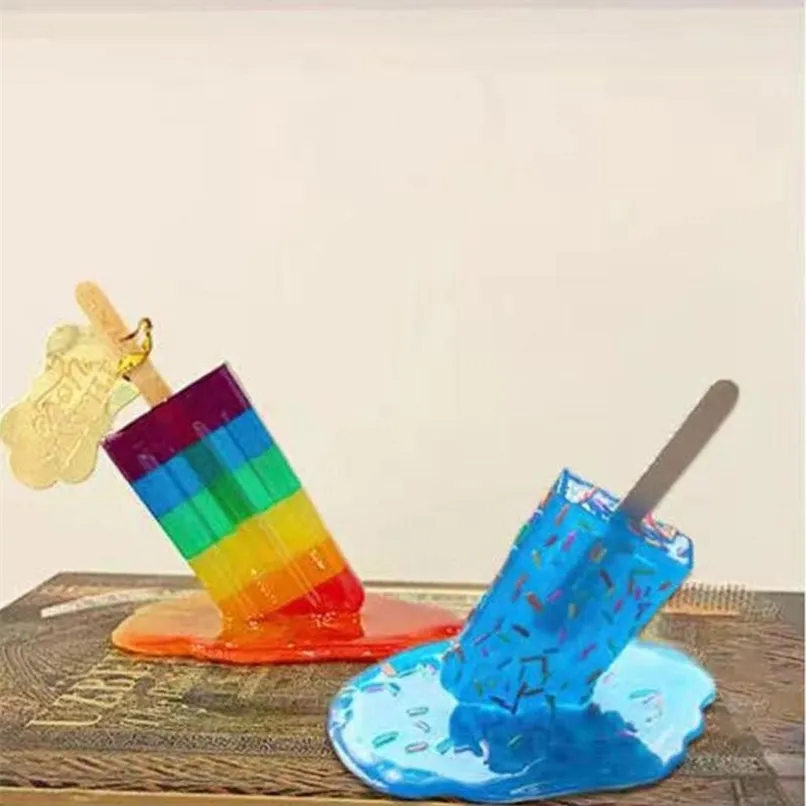 Kreatywne topnienie sopelki rzeźba dekoracja miniaturowa żywica rzemieślnicza Popsicles Akcesoria lodowe Dekorowanie domu 220727