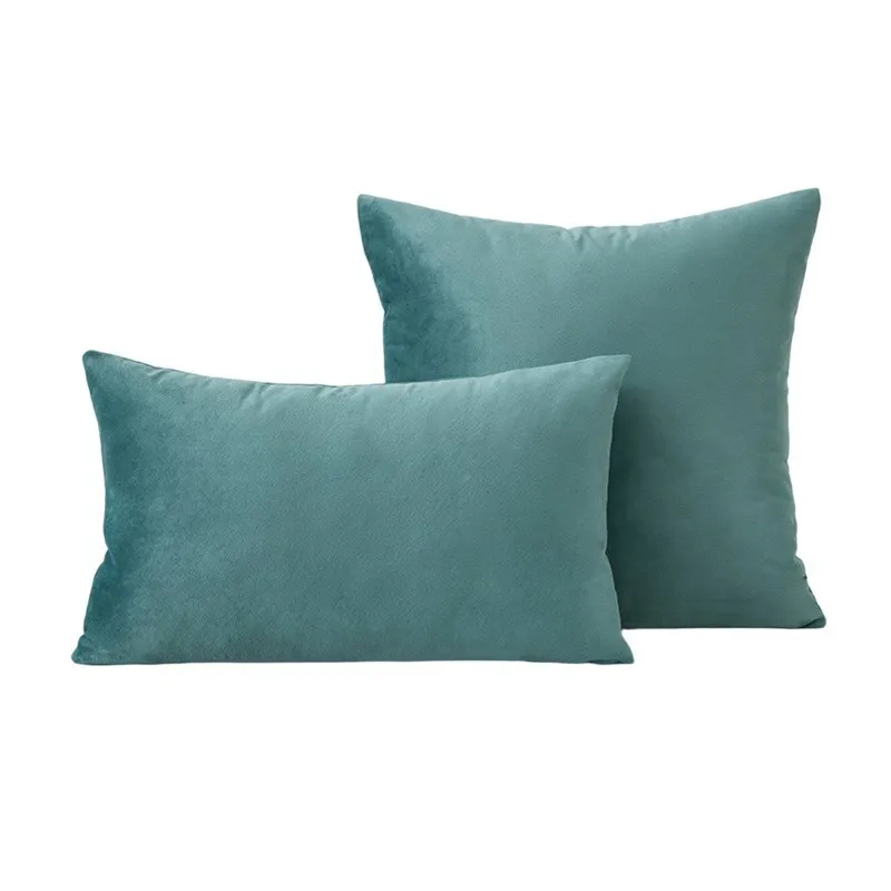 Inyahome Acqua Green Luxury Velvet Cushion Cover Pillow Case Home Decorative Slip Soffa Throw S 220507