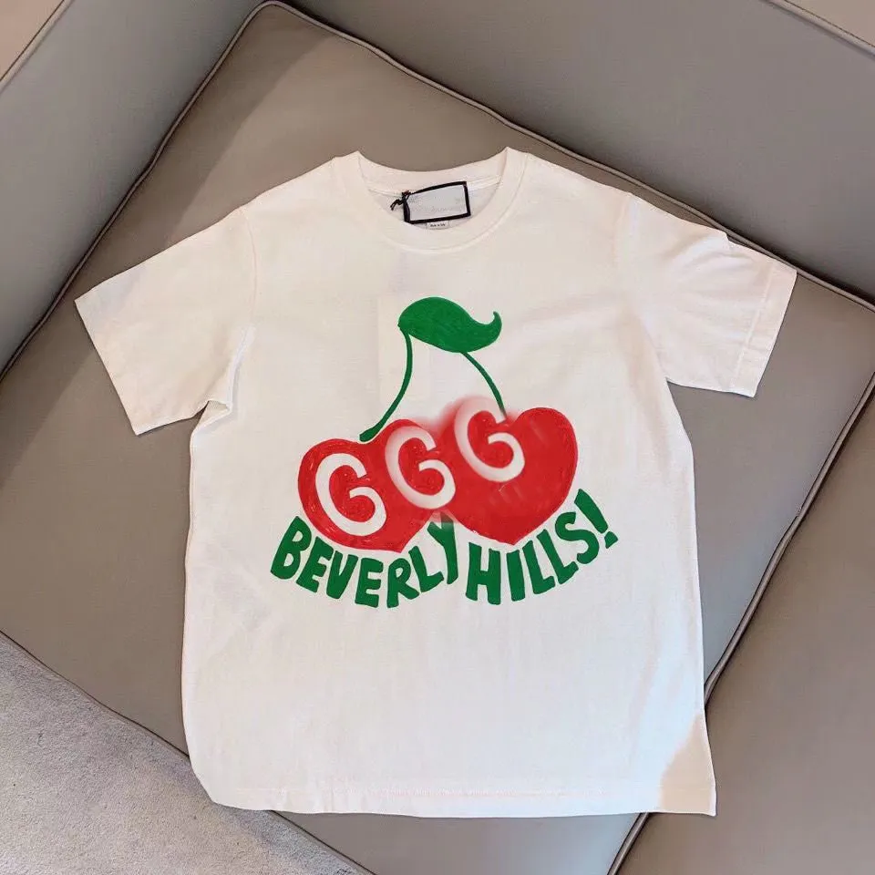 Barn t-shirt pojkar flickor sätter barn kort ärm topp barn designer klor med brev jordgubbe svart vit storlek 90-160 bästa kvalitet