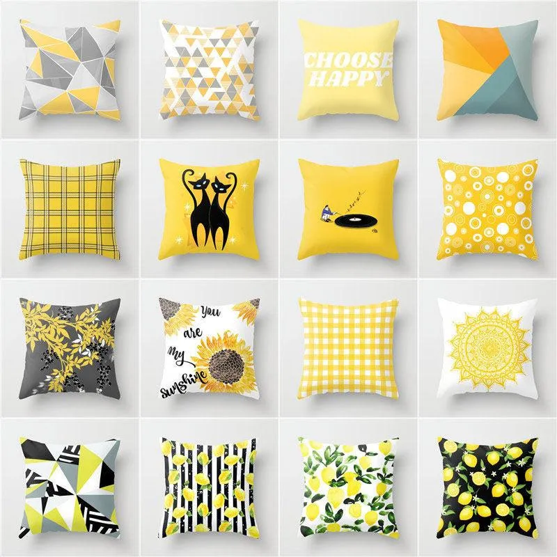 Cushion/Decorative Pillow Nordic Ins Wind Yellow Series Case Super Soft Plush Living Room Sofa Bed Head Cushion Cover Fall Decor