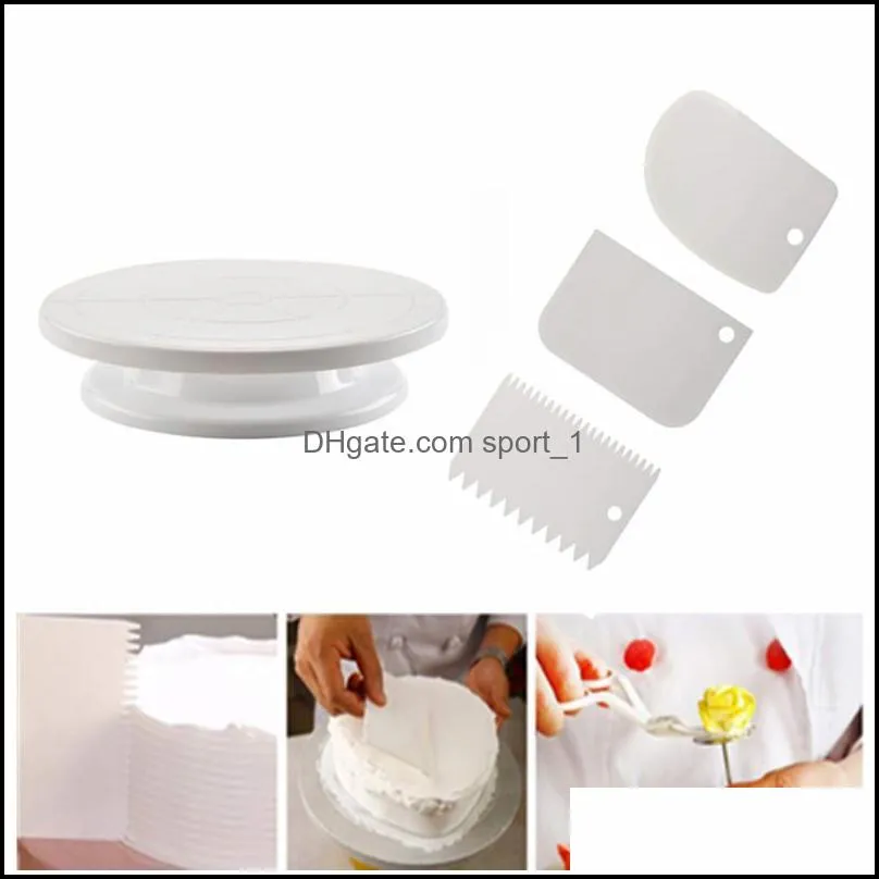 plastic cake plate turntable rotating anti-skid round stand decorating tool rotary diy pan baking kitchen accessories & pastry tools