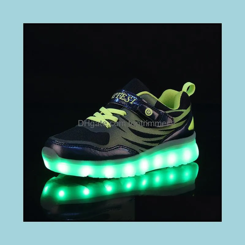 Comfortable Size 25-37 Kids LED Sneaker Boys Shoes USB Charging Children With Light Up Luminous Girls Glowing Sneakers Sch Athletic &