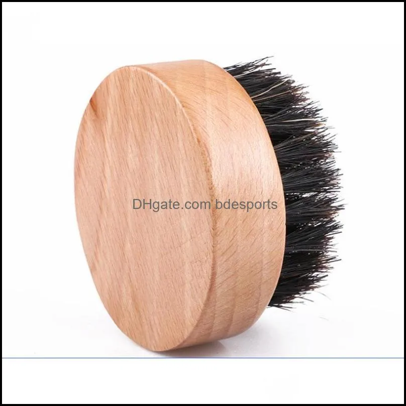 NEWNew Bristle Beard Brush Round Wooden Handle Men Beards Comb Face Massage Care Tools Boar Bristle Mustach Brushes RRB12181