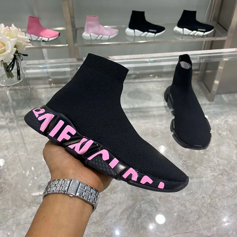 Speed Trainer Velvet Balenciaga Speed Black Velvet Zipper Sneakers