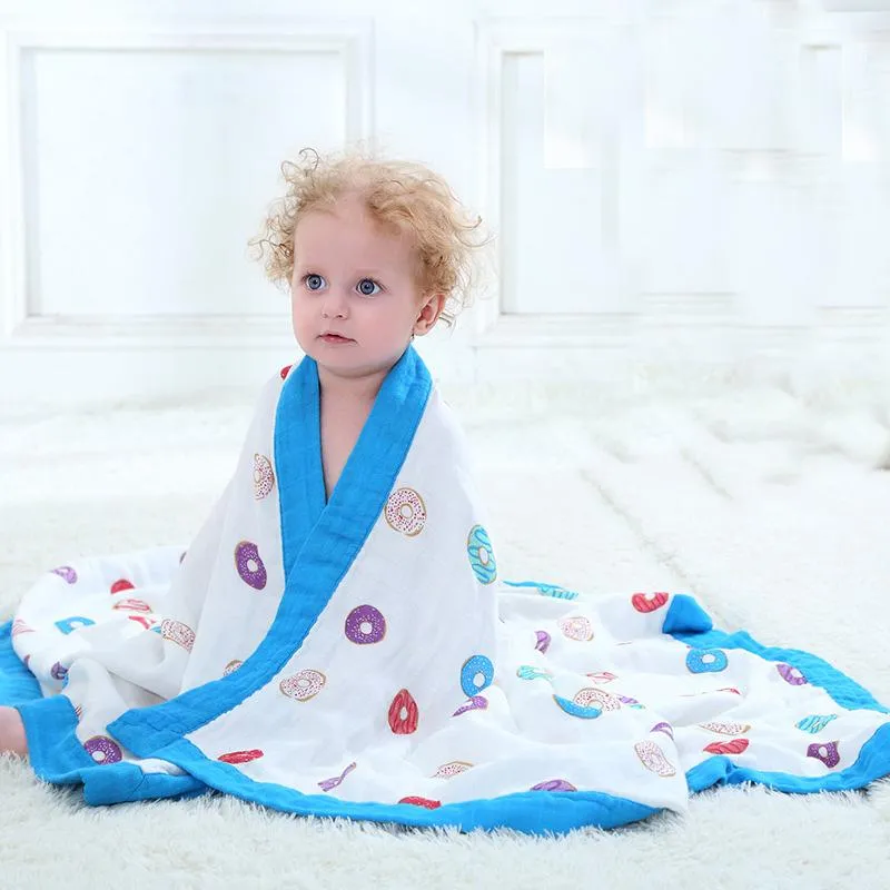 Couvertures d'emmaillotage en Fiber de bambou et coton, mousseline pour bébé, drap de literie pour bébé, serviette de bain, 2 couches, couverture