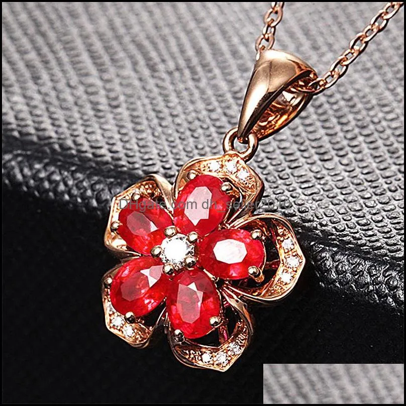 flower necklaces female copper jewelry crystal pendant necklace gift party ladies fashion jewelry18k gold chain necklace