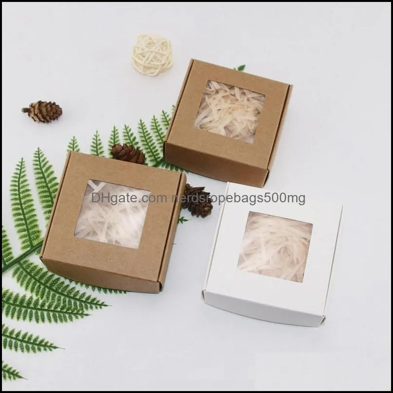 Handmade Gift Wrap Soap Kraft Paper Box Trinket Hairpin Jewelry Organizer Lipgloss Containers Transparent Window Packaging Arts Crafts 1xy