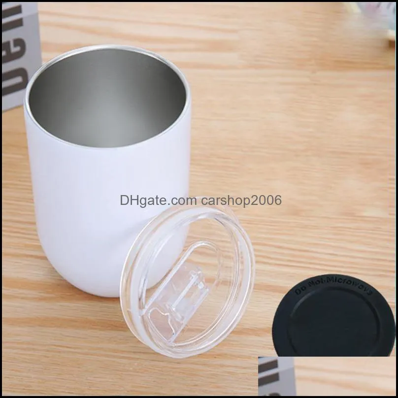 300ml sublimation egg-shaped coffee mug stainless steel tumbler cup cute vacuum flask water bottle fhl473-wll