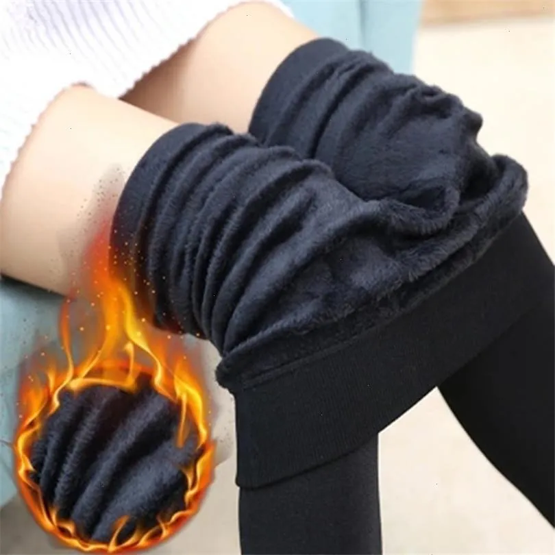 Winter Warme Dicke Hose Strumpfhosen Thermo Leggings Frauen Stricken Samt Hohe Elastische Verdicken Schwarz Futter Dünne Kleidung