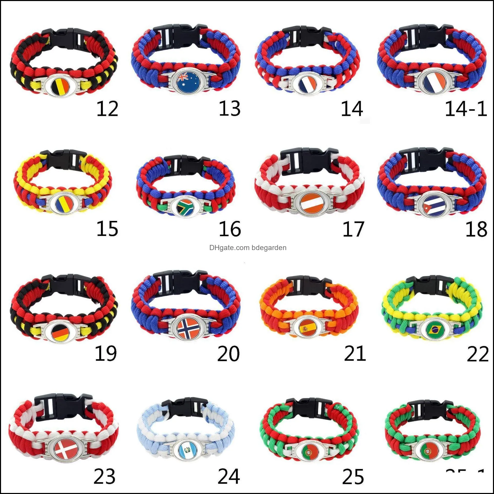 20pc/lot Mexico Flag Paracord Survival Outdoor Camping Bracelets For Women & Men Girls Friendship Rope 550 7 Bracelet Jewelry