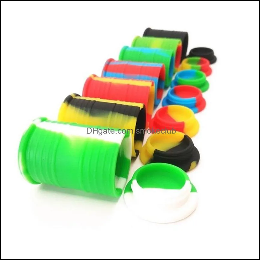 11mL Jar Food Grade Silicone Oil Barrel Container Jars Dab Wax Rubber Drum Shape Silicon Dry Herb Dabber Box a42234f