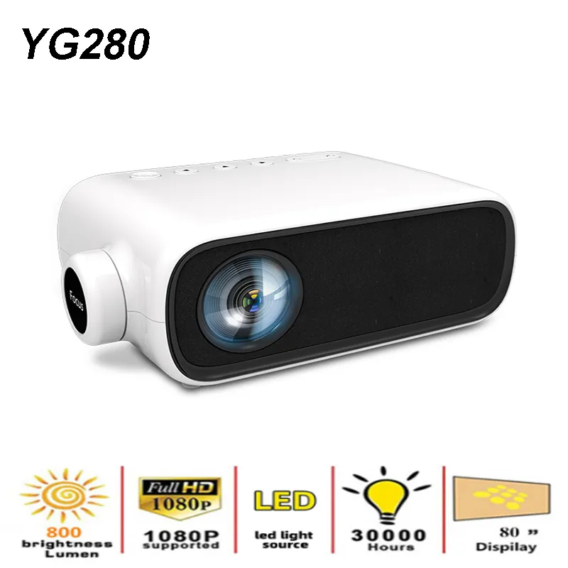 YG280 Mini Projektör Ev Sineması Mikro Projetor 1080p TV USB Medya Oyuncusu için Taşınabilir Projektörler