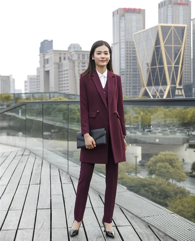 Pant Suit Women Business Suits 3 Waistcoat Pant And Jacket Sets