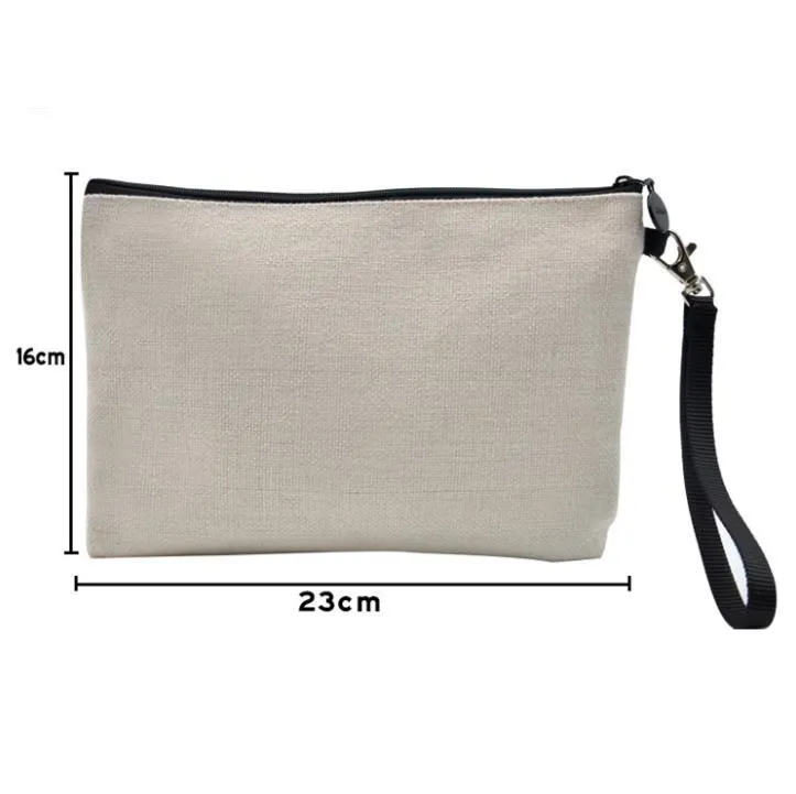 Sublimation Blanks Cosmetic Bag Favor Linen Multi-function Coin Purse Soild Color Mobile Phone Bags Outdoor Portable Makeup Pouch SN4957