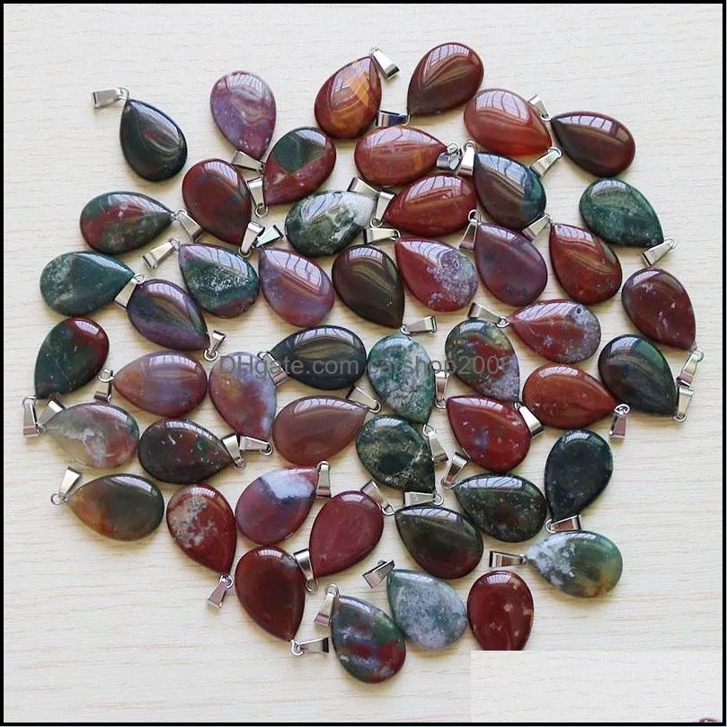 Pendant Necklaces Pendants Jewelry Wholesale Charms Natural Indian Agates Stone Warterdrop Teardrop Beads Dhmzn