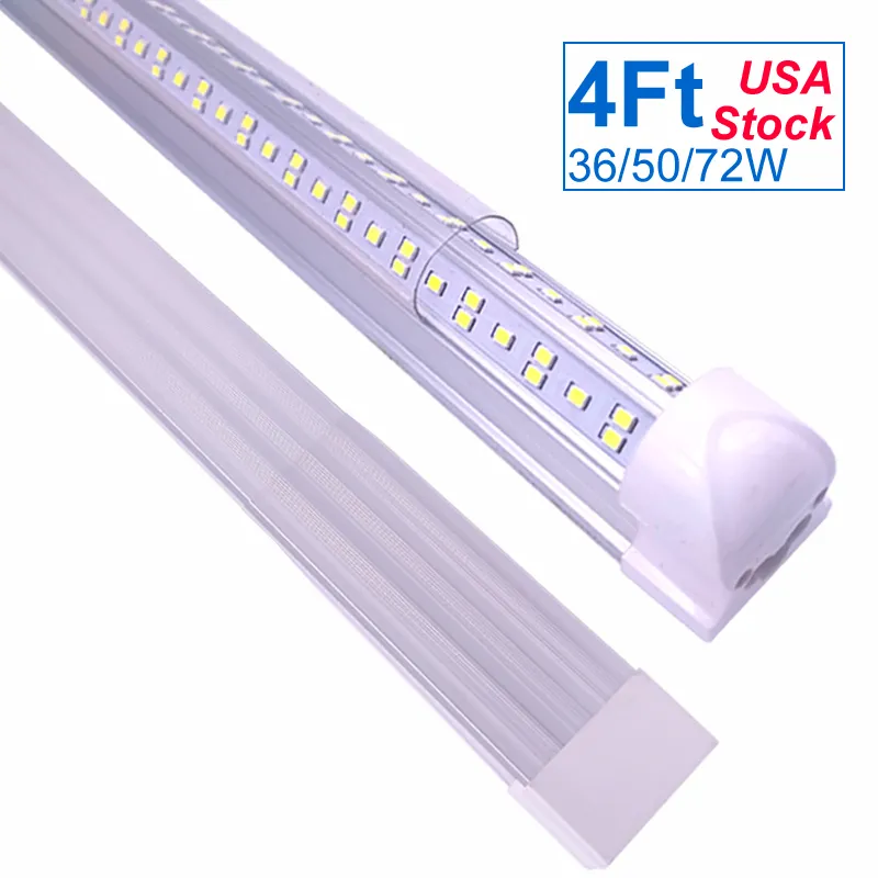 4FT LED Shop Lights 4 Ft Linkable Integrated Tube Bulbs , V Shape 36W 50W 5000LM, 4' Cooler Lights , 48'' 6500K AC85-277V Industrial Plug In Direct Wired OEMLED