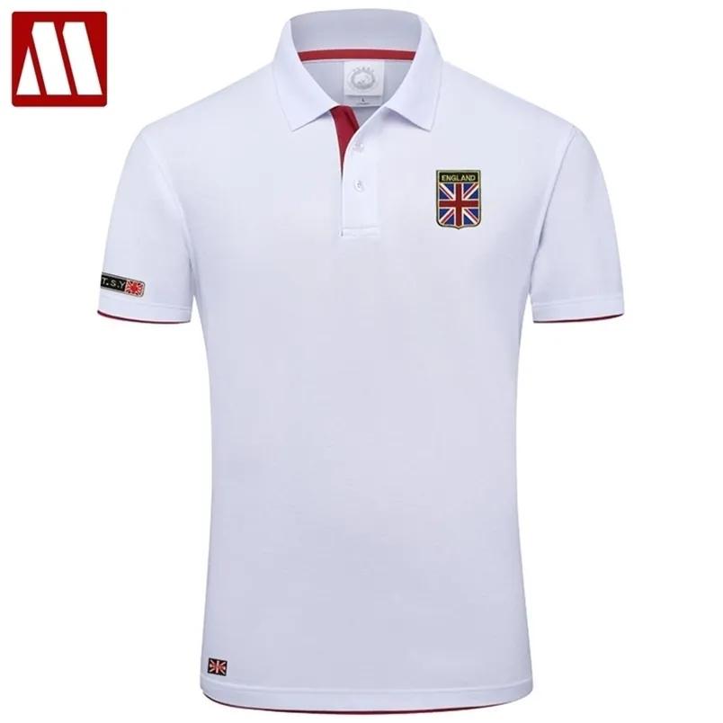 High Quality MYDBSH Brand Summer Short Sleeve Polo Shirt Man Fashion Union Flag Embroidery Casual Men's Polo Shirts Cotton Tops 220402