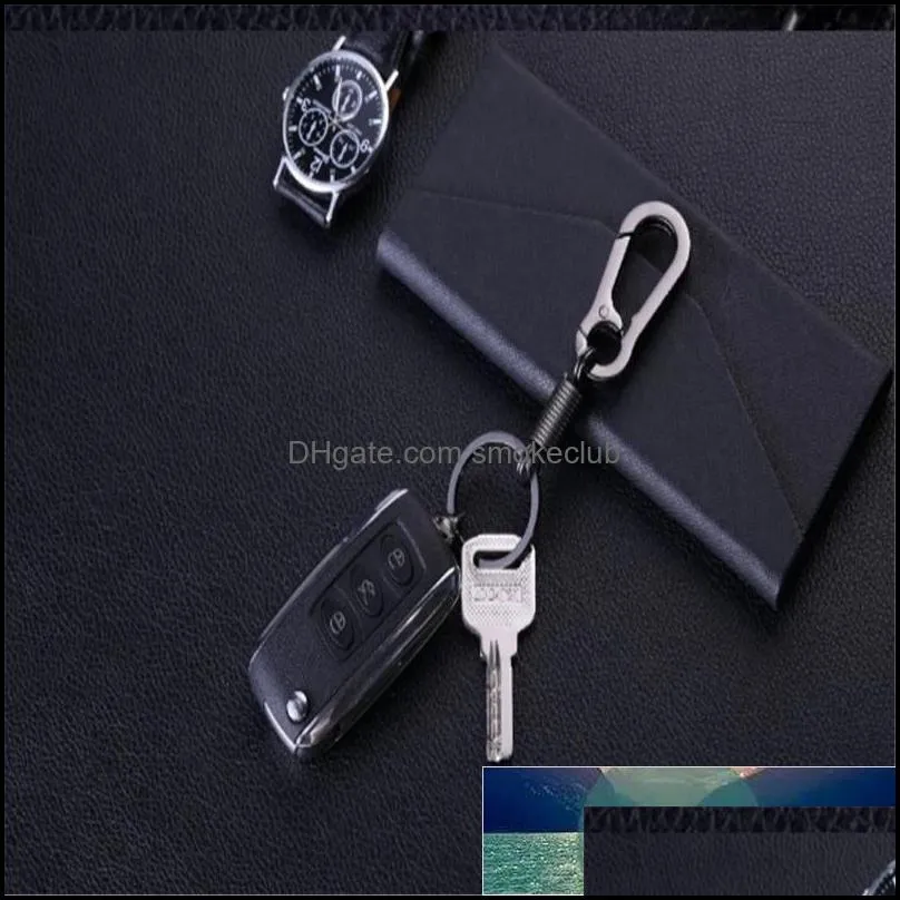 Spring Keychain Heavy Texture Climbing Hook Car Keychain Simple Strong Carabiner Shape Keychain Accessories Metal Vintage
