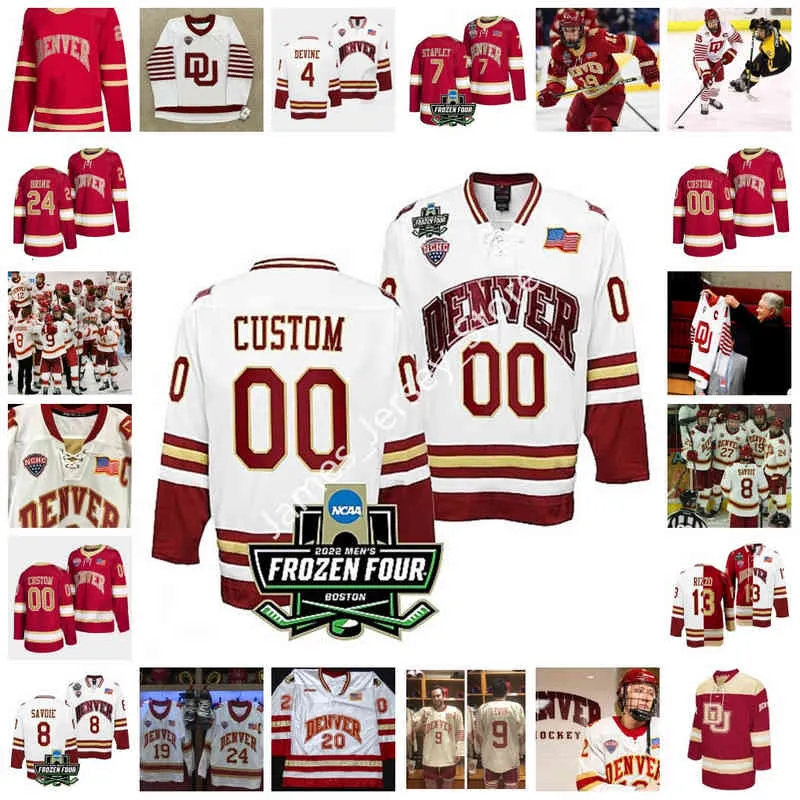 XFLSP 2022 faculdade congelada Quatro personalizado Denver Pioneers Hockey Jersey 13 Liam Finlay 4 Rare Mendel 12 Kohen Oliscchefski 18 Kevin Dineen 22 Glenn