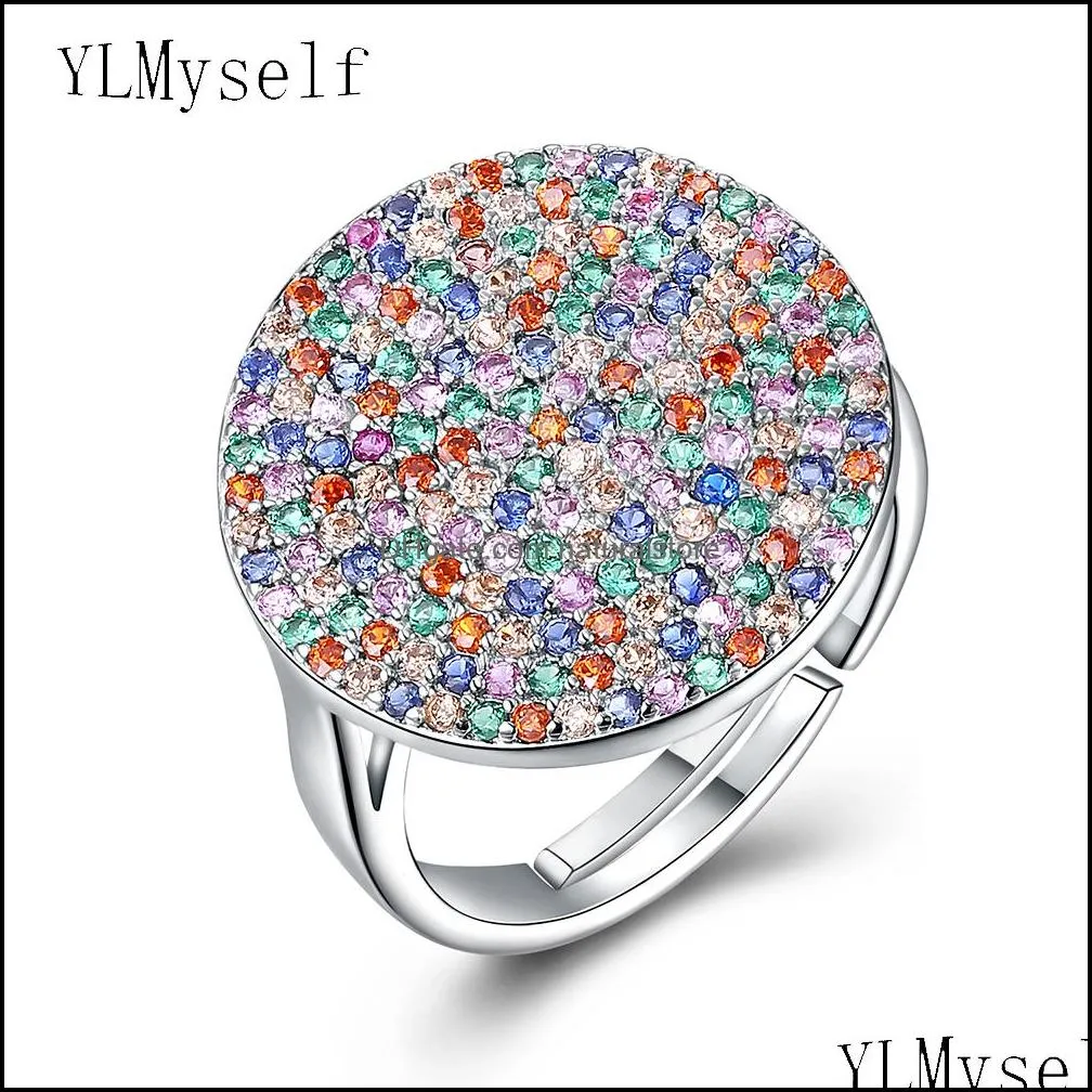 fashion-l round design ring multi color crystal jewellery high quality trendy jewery great colorful rings