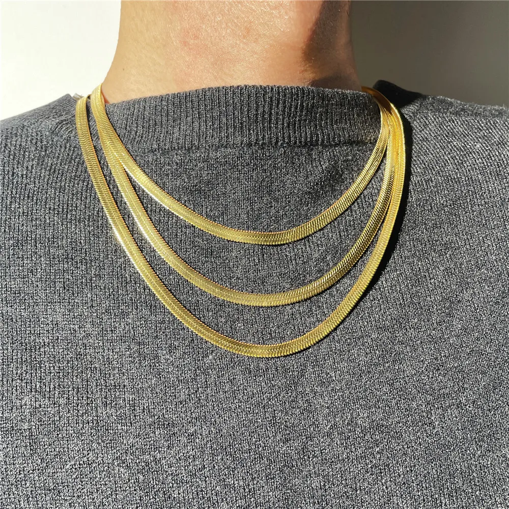 Tennis Graduated European and American Short Stainless Steel Snake Bones Chain Necklace Female Ins Hip Hop Cold Style Choker Simple Choker Clavicle