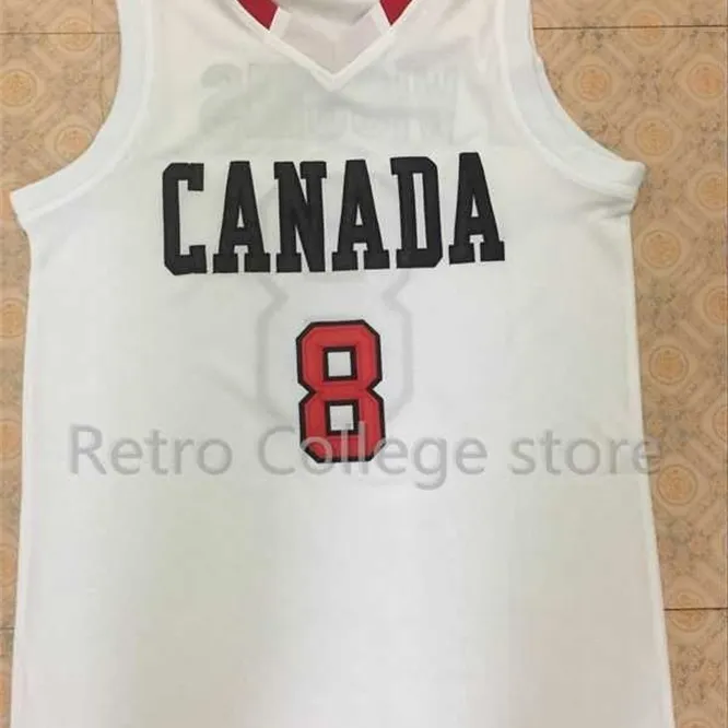 XFLSP MEN # 8 Andrew Wiggins Canada White Red Basketball Jersey Retro Throwback Stitched Broderi Anpassa något namnnummer