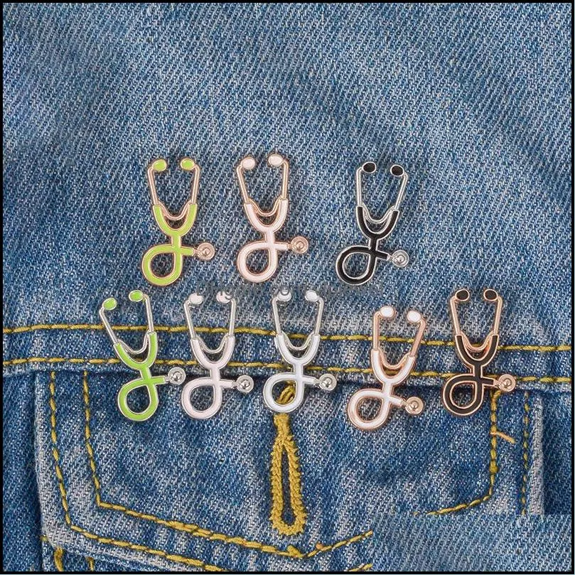 Broches Broches Bijoux Infirmière Médecin Stéthoscope Émail Broche Broches Creative Revers Badge Pour Femmes Hommes Fille Garçon Mode Cadeau Drop Delivery