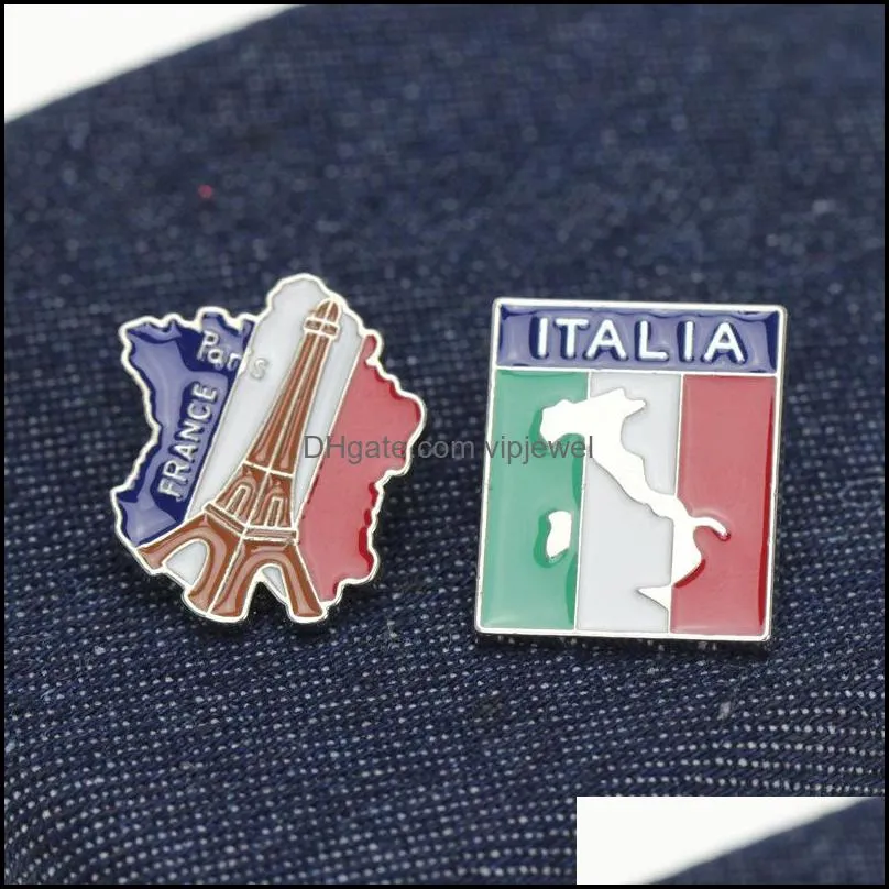 european tower building america australia national flag brooches unisex alloy nation map oil paint lapel pin for backpack suit sweater hat clothes badge