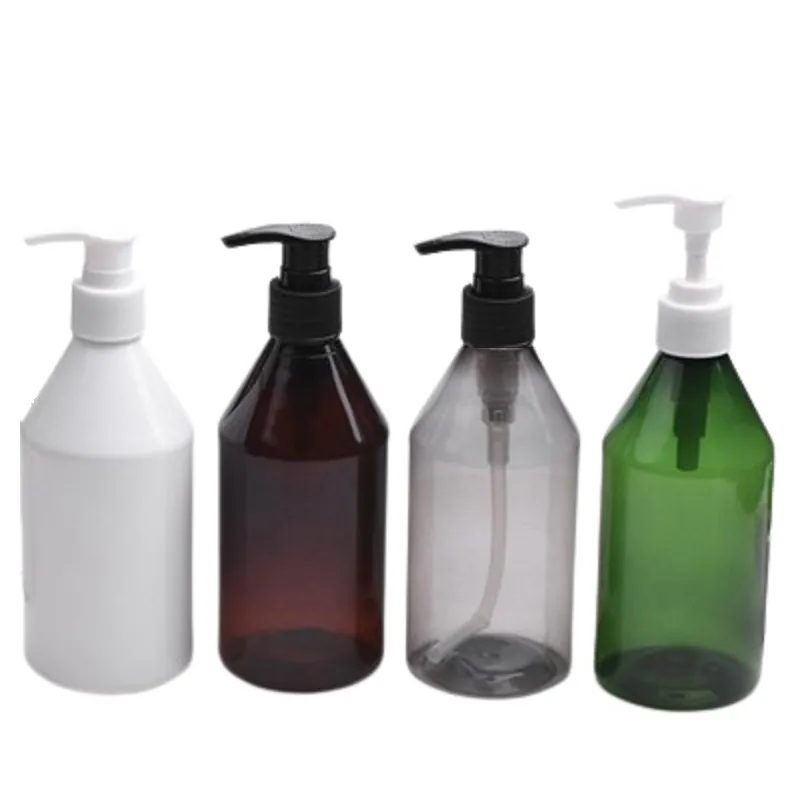 Pakte lege plastic fles WRYSHOUDER PET Zwart witte schroeflotion Drukpomp draagbare navulbare cosmetische verpakkingscontainer 300 ml