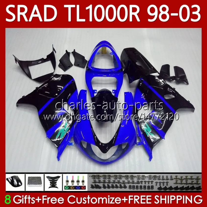 OEM Factory Blue Bodywork pour Suzuki Srad TL1000R TL-1000 TL 1000 R 98-03 Body 118NO.1 TL-1000R TL1000 R 98 99 00 01 02 03 TL 1000R 1998 1999 2000 2001 2002 2003 Kit de pearing Kit de peering Kit de peering Kit de faise