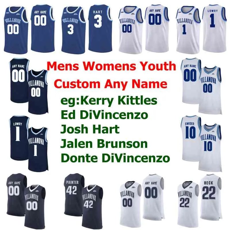 seltene Villanova Wildcats College-Basketballtrikots 30 KerryﾠKittles Jersey EdﾠDiVincenzo JoshﾠHart Jalen Brunson MikalﾠBridges Blue Custom