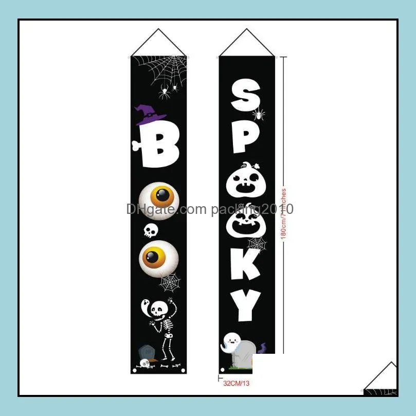 party banner flags for halloween christmas 180*32cm 100d polyester banner home door sign flags set wholesale dhl free shipping sn3220