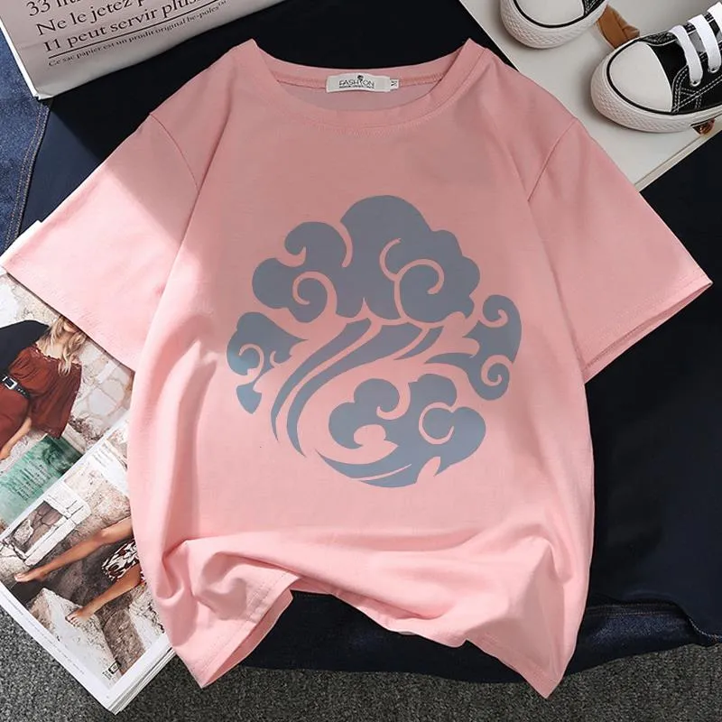 Mo Dao Zu Womens TシャツShiグラフィックプリント女性Harajuku美学ピンクトップカジュアルサマーファッションY2K女性Tシャツ