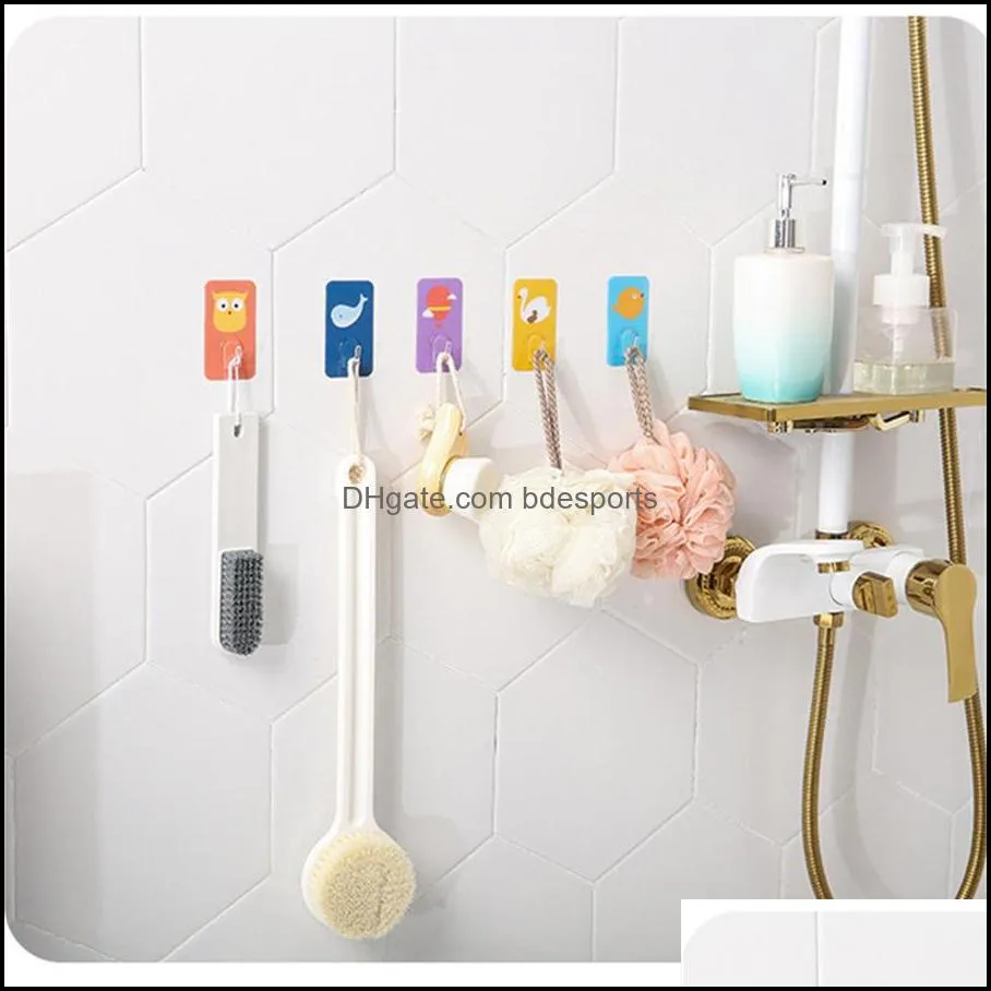 Through hook free punching creative cute sticky hook mass wholesale super strong kitchen bathroom seamless