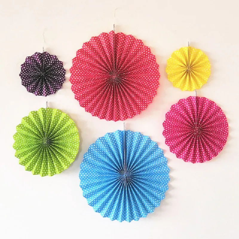 DHL 6pcs/Set Paper Fan