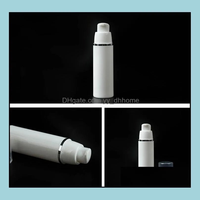 15ml 30ml 50ml pp plastic airless bottles white airless vacuum pump lotion bottle with silver line sn2031