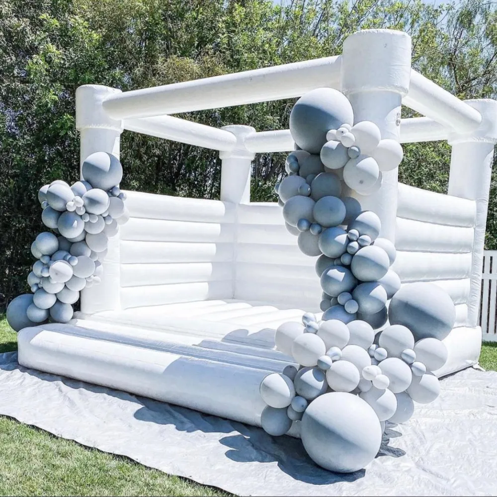 11.5x11.5ft Trampoliny Rodzinne Nadmuchiwane White Wedding Jumper PCV Buncy Castle / Moon Bounce House / Bridal Bounce House