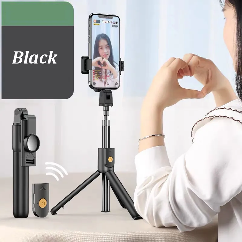 Palo selfie, trípode extensible para selfie stick con control remoto  inalámbrico y soporte para teléfono, trípode portátil para selfie grupal